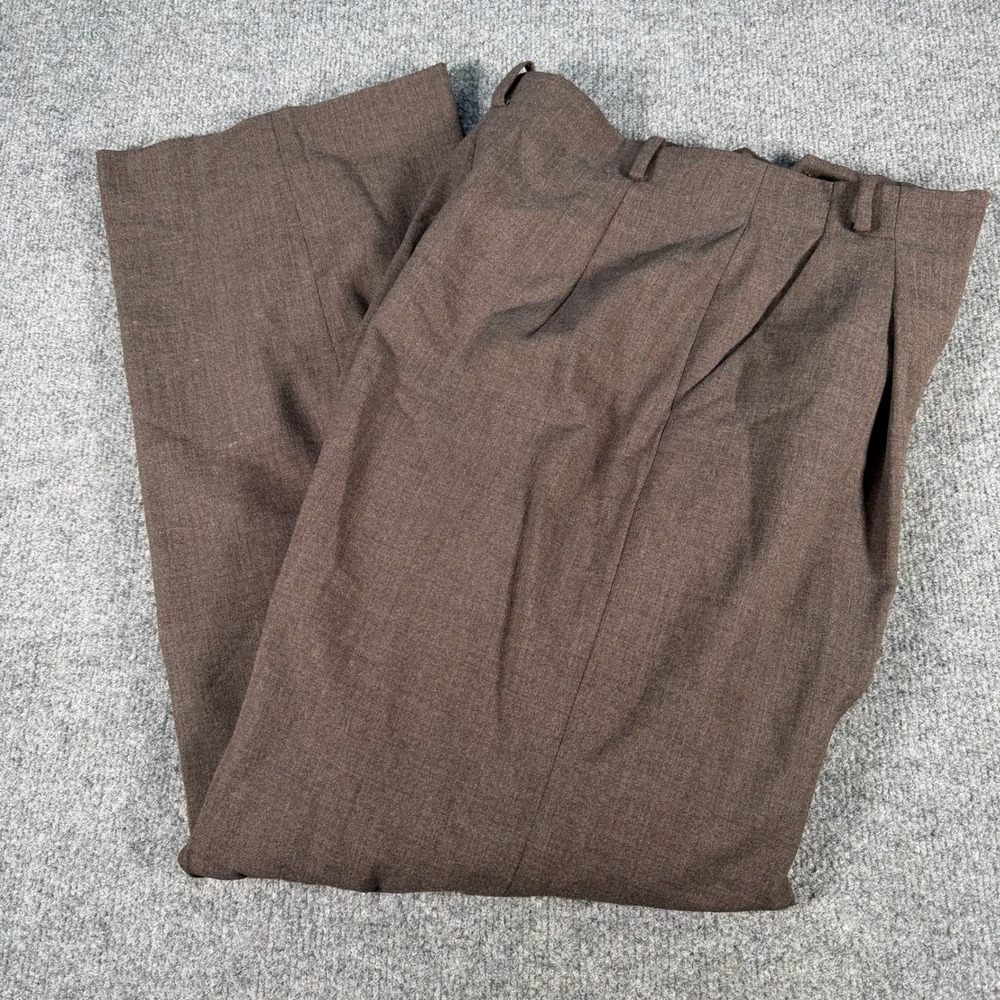 Joan & David Brown Virgin Wool Blend Pleated Wide Trousers Made in Italy 8 #4678